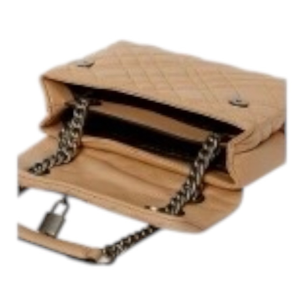 Tan Quilted Chain Shoulder Bag - Picture 3 of 4